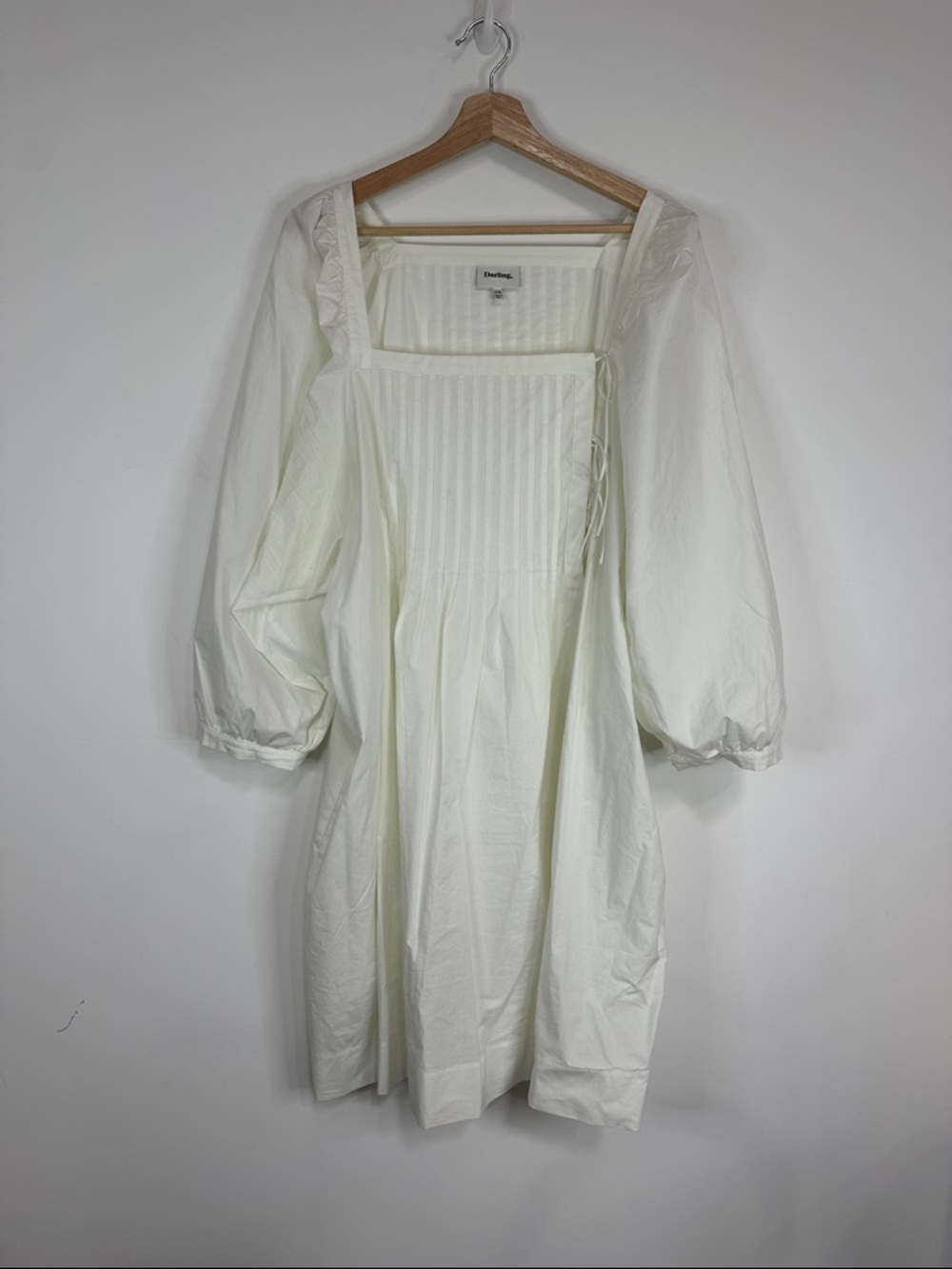 Darling White Long Sleeve Square Neck Dress